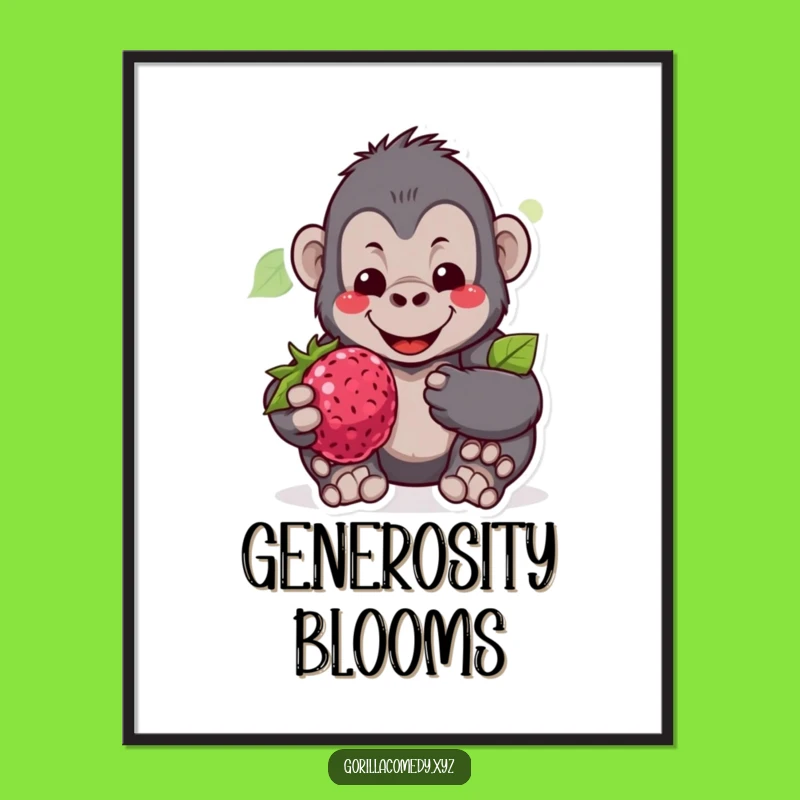 Funny Gorilla Berry Digital Art: Gentle Strength for Sweet Spaces