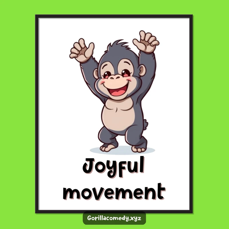 Funny Kawaii Gorilla Dance Digital Print - Instant Cheerful Art for Playful Decor