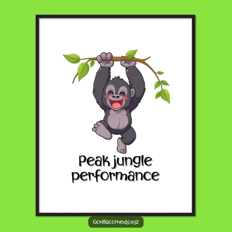 Funny Gorilla Swing Digital Art: Triumphant Jungle Print for Instant Joyful Decor