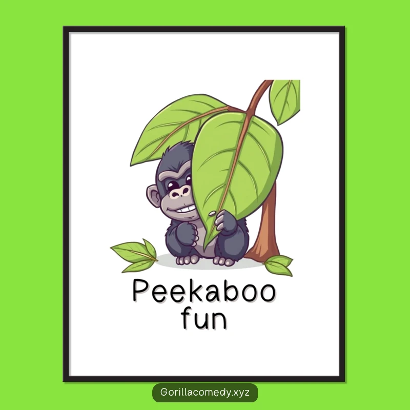 Funny Peeking Gorilla Digital Art: Printable Ape Mischief