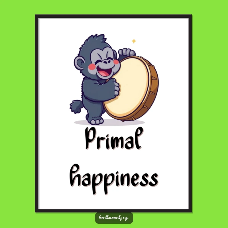 Funny Gorilla Drummer Digital Print: Kawaii Art, Instant Hilarious Decor Gift