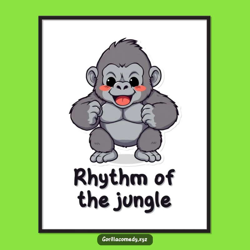 Funny Gorilla Chest Pound Digital Art: Rhythmic Printable, Hilarious Gift