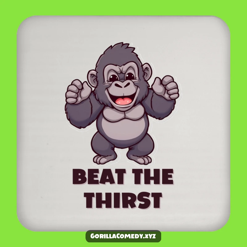 Funny Proud Gorilla Chest Beat Drink Coaster: Protect Surfaces with Pride