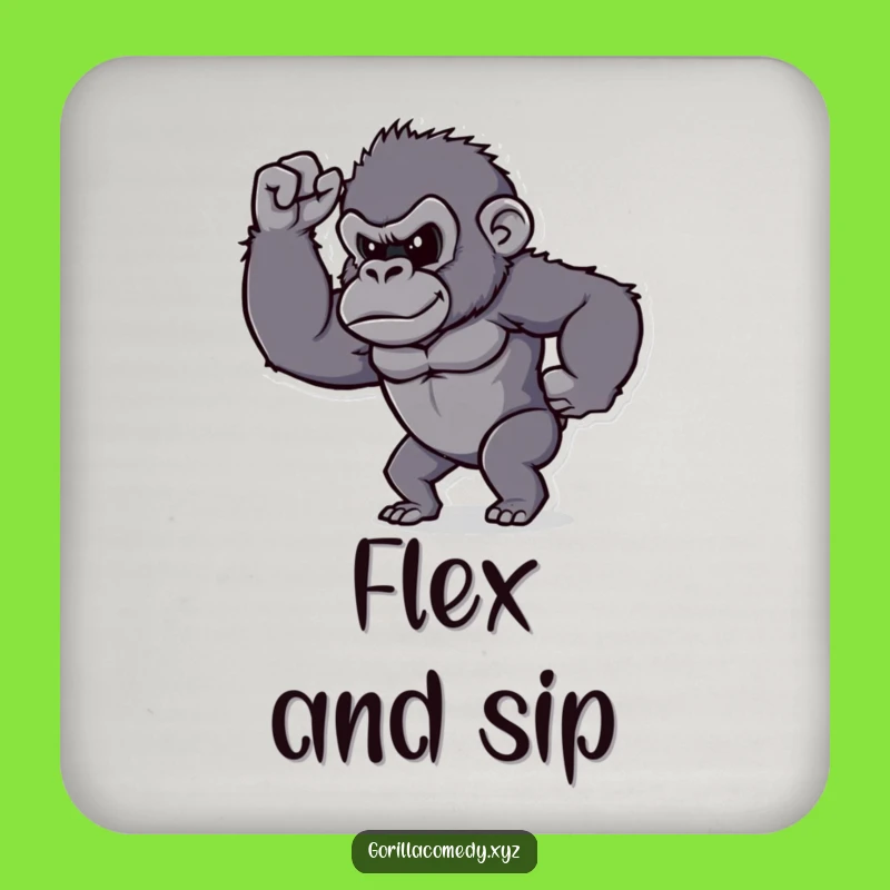 Funny Determined Gorilla Bicep Coaster - Tiny Flex, Big Protection!