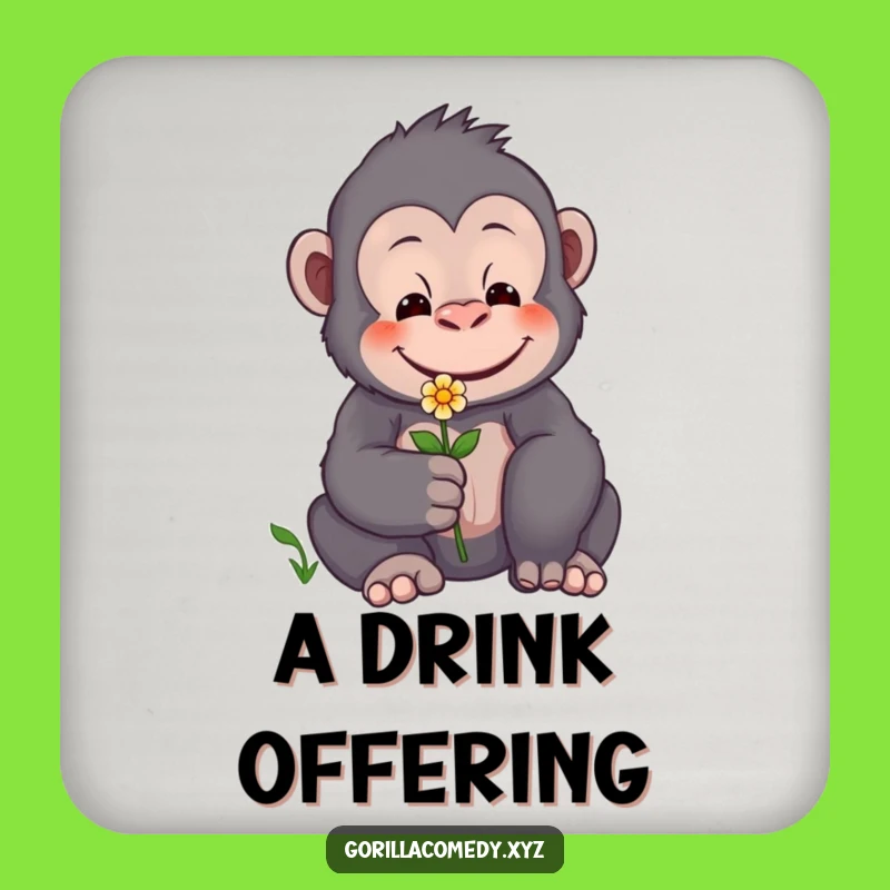 Funny Gentle Gorilla Flower Coaster Set - Protect Surfaces with Love