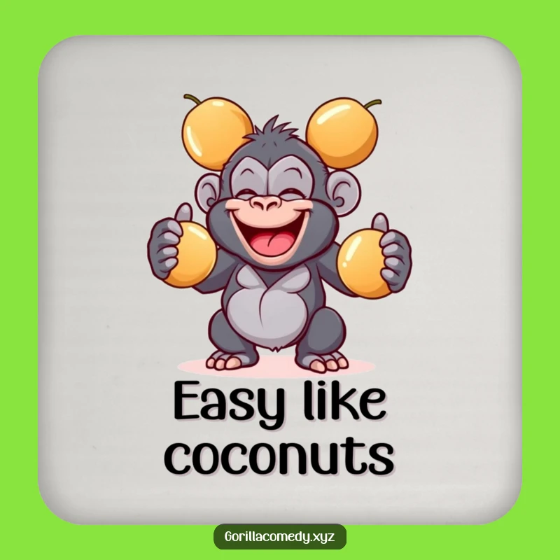 Funny Gorilla Coaster: Coconut Juggling Primate Protection Gift