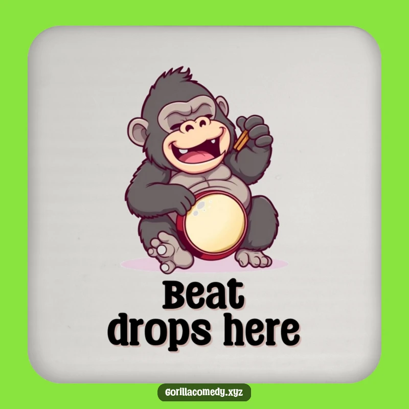 Funny Gorilla Drummer Coaster: Protect Surfaces from Drumming Chaos