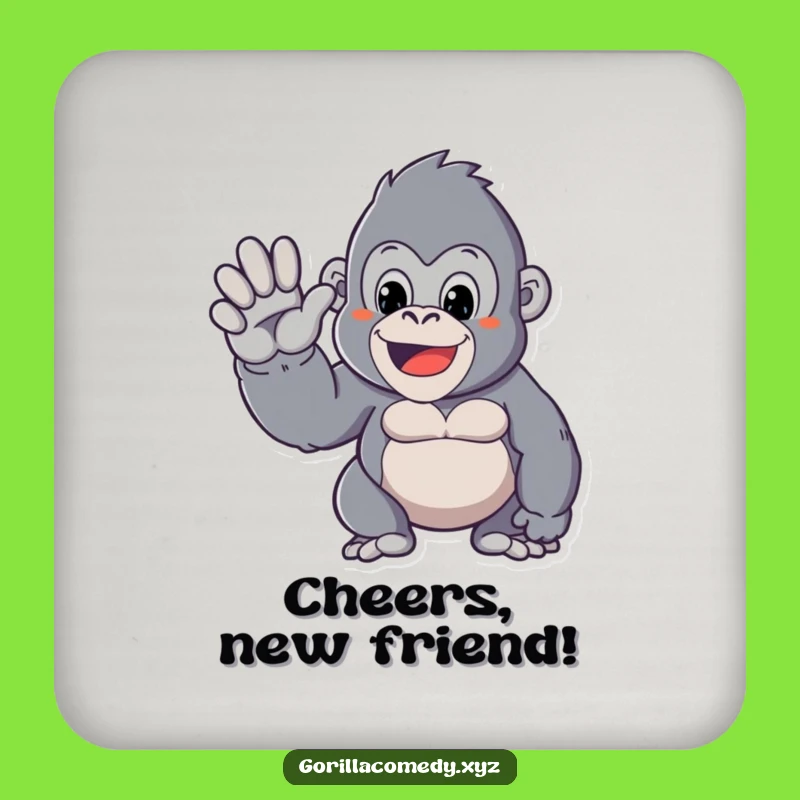 Funny Kawaii Gorilla Coaster: Friendly Waves for Your Drinks!