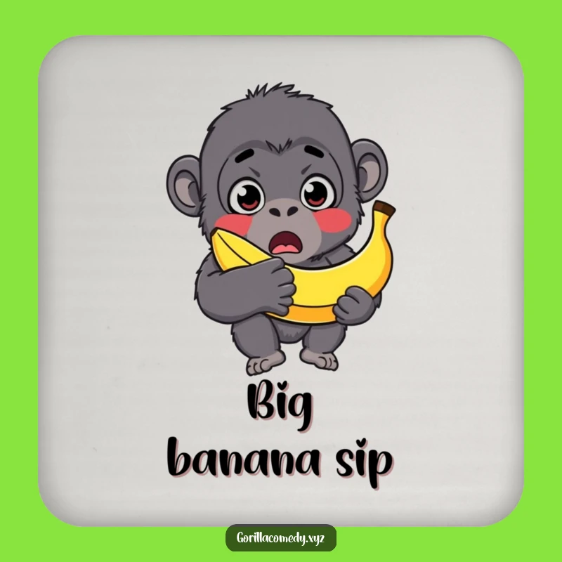 Funny Surprised Gorilla Banana Coaster - Big Protection!