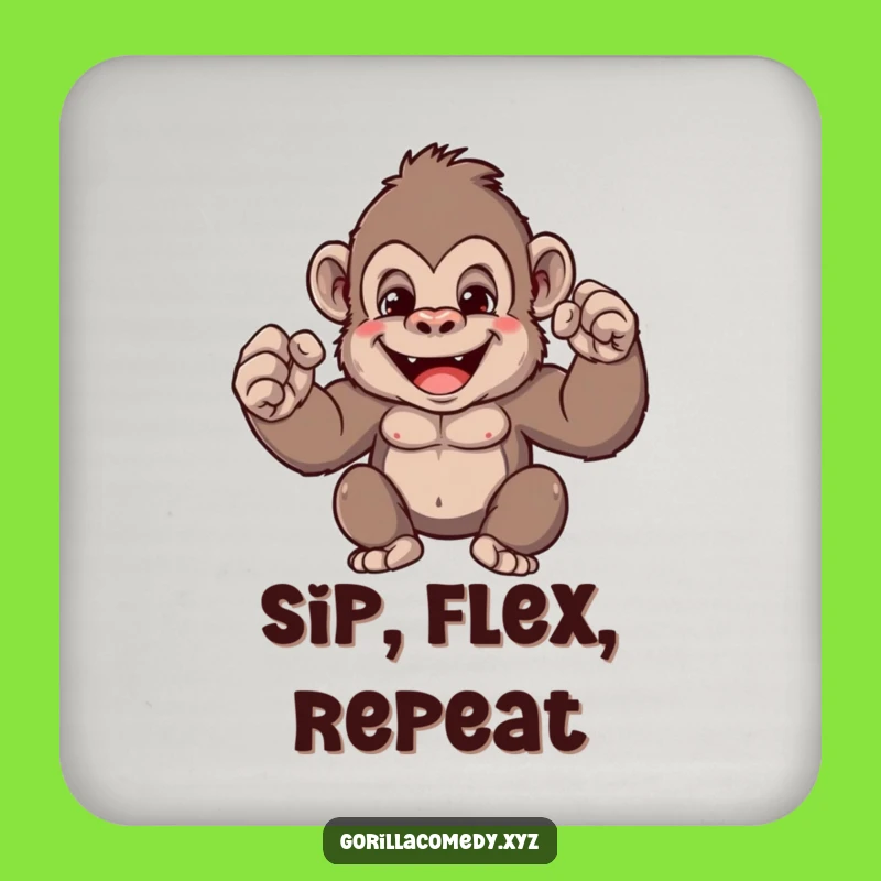 Funny Tiny Muscle Gorilla Drink Coaster: Protect Surfaces with Humor