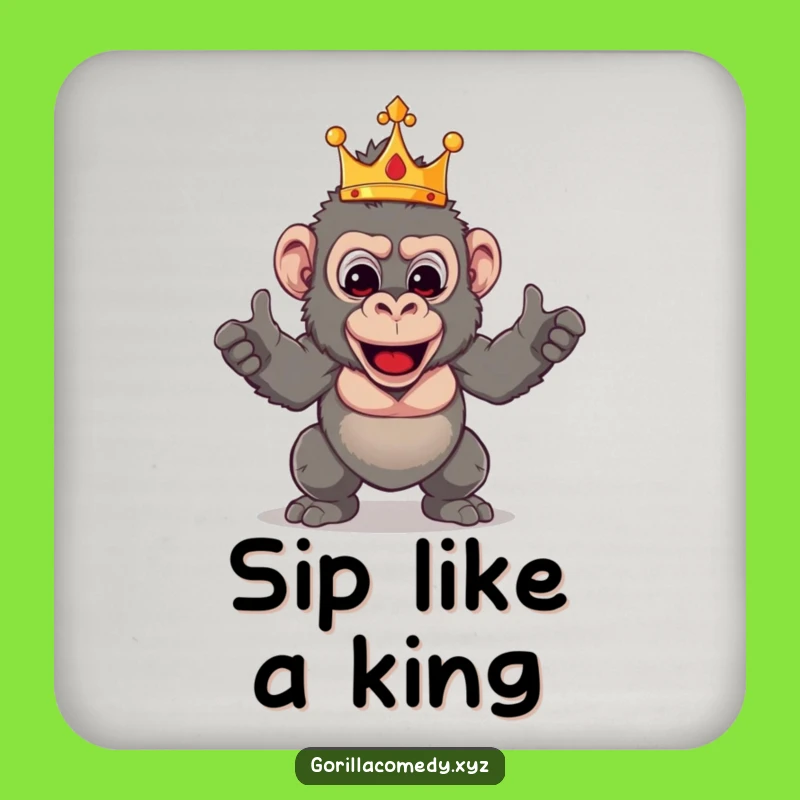 Funny Gorilla Royal Pose Drink Coasters: Set of Hilarious Primate Protection Gifts