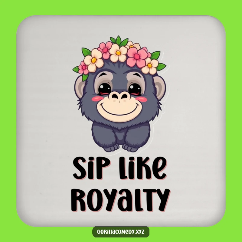 Funny Kawaii Gorilla Flower Crown Coaster - Protect Surfaces with Mischievous Charm