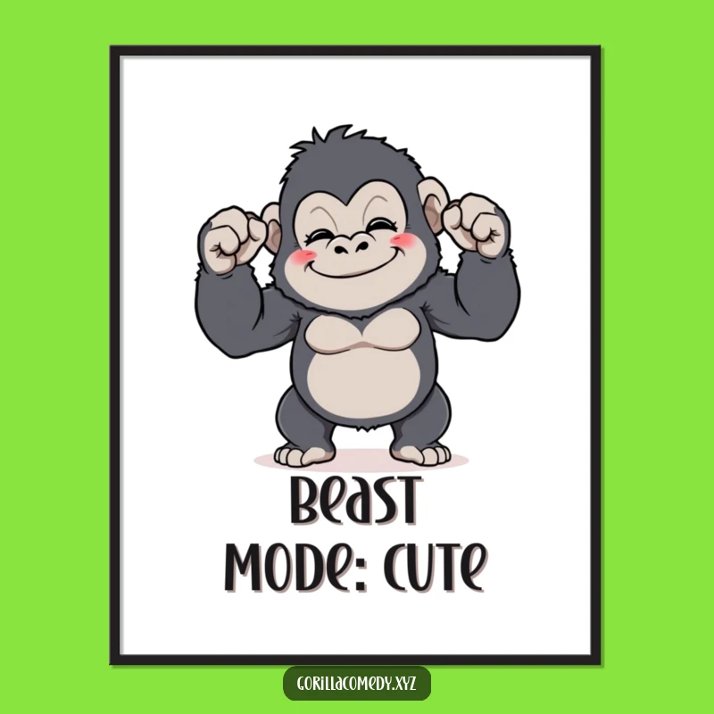 Funny Gorilla Flex Poster: Tiny Biceps Motivation, Hilarious Wall Art Gift