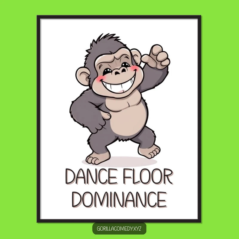 Funny Dancing Gorilla Poster: Grinning Ape Dance Art Print Gift