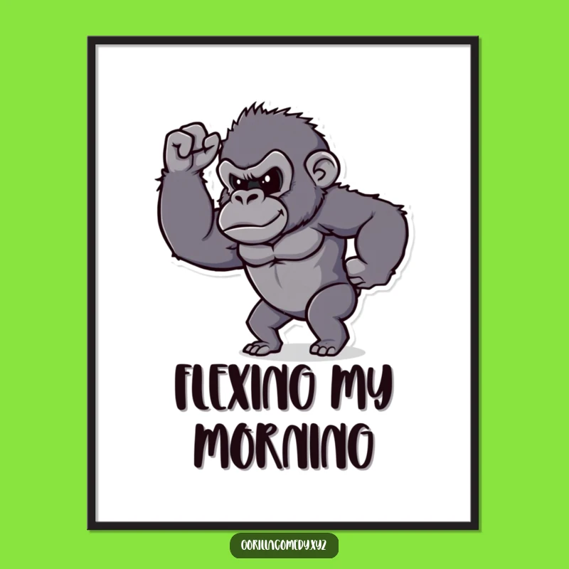Funny Determined Gorilla Bicep Art Print - Tiny Strength for Your Wall!