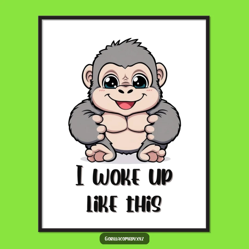 Funny Cheerful Gorilla Poster: Playful Primate Art Gift