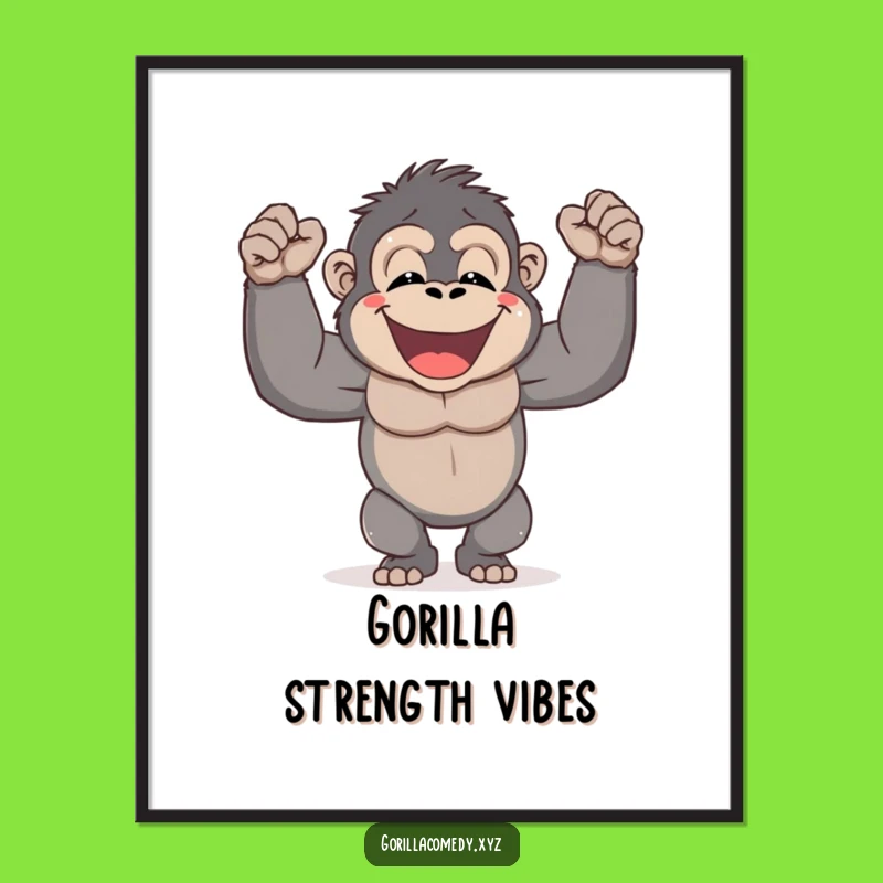 Funny Gorilla Art Print - Joyful Chest Pound Motivation, Ideal Gift!