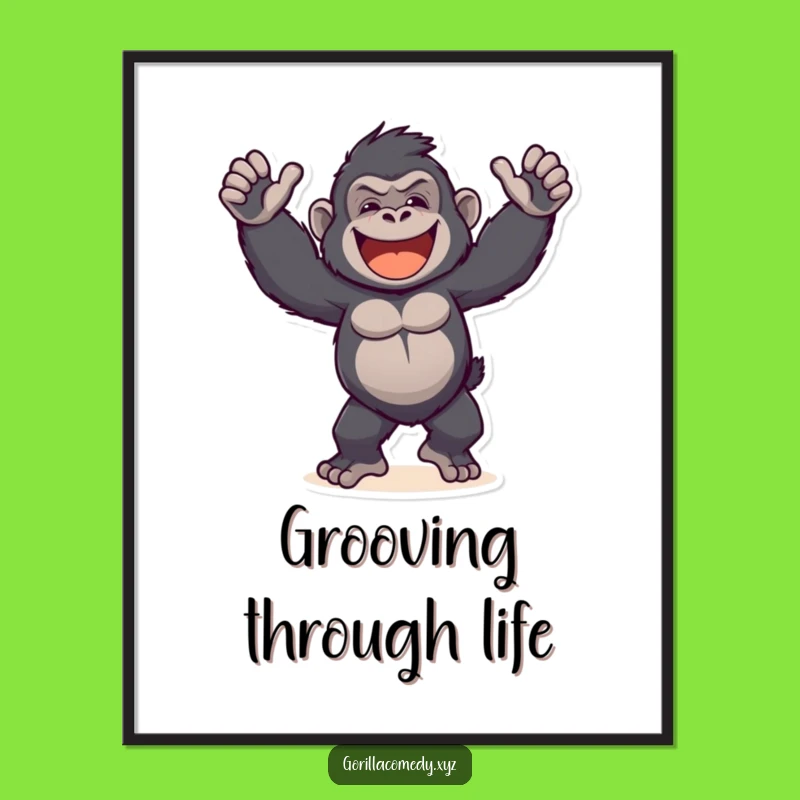 Funny Gorilla Dance Poster: Vibrant Primate Wall Art for Humorous Spaces
