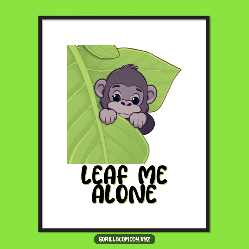 Funny Gorilla Leaf Peeker Poster - Intriguing Jungle Art Print