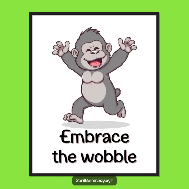Funny Gorilla Walk Poster: Quirky Wall Art for a Hilarious, Playful Space