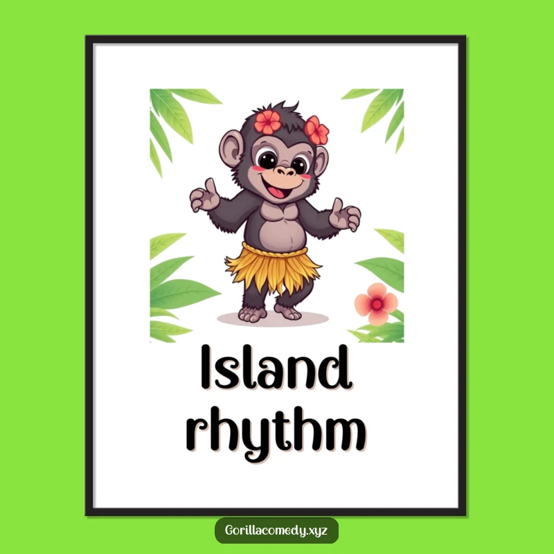 Funny Hula Gorilla Poster: Tropical Vibes and Hilarious Wall Art, Perfect Gift