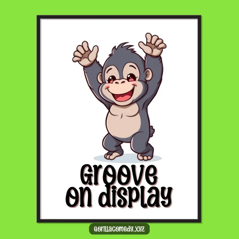 Funny Kawaii Gorilla Dance Poster - Cheerful Art for Playful Wall Decor