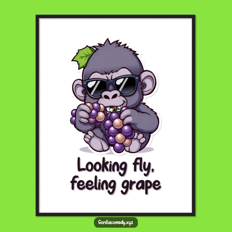 Funny Cool Gorilla Poster: Chill Sunglasses Art for a Laid-Back and Humorous Vibe