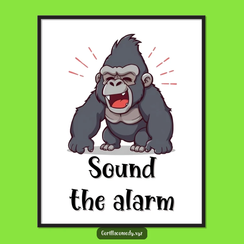 Funny Roaring Gorilla Poster: Dynamic Sound Waves, Humorous Wall Art