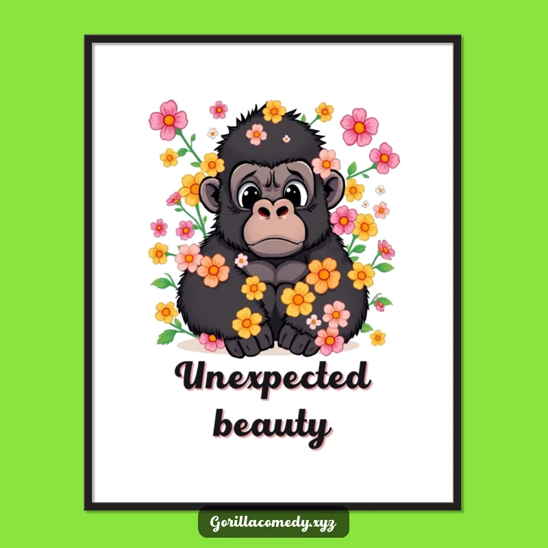 Funny Gorilla Flower Shower Poster: Decorate with Hilarious Floral Amazement