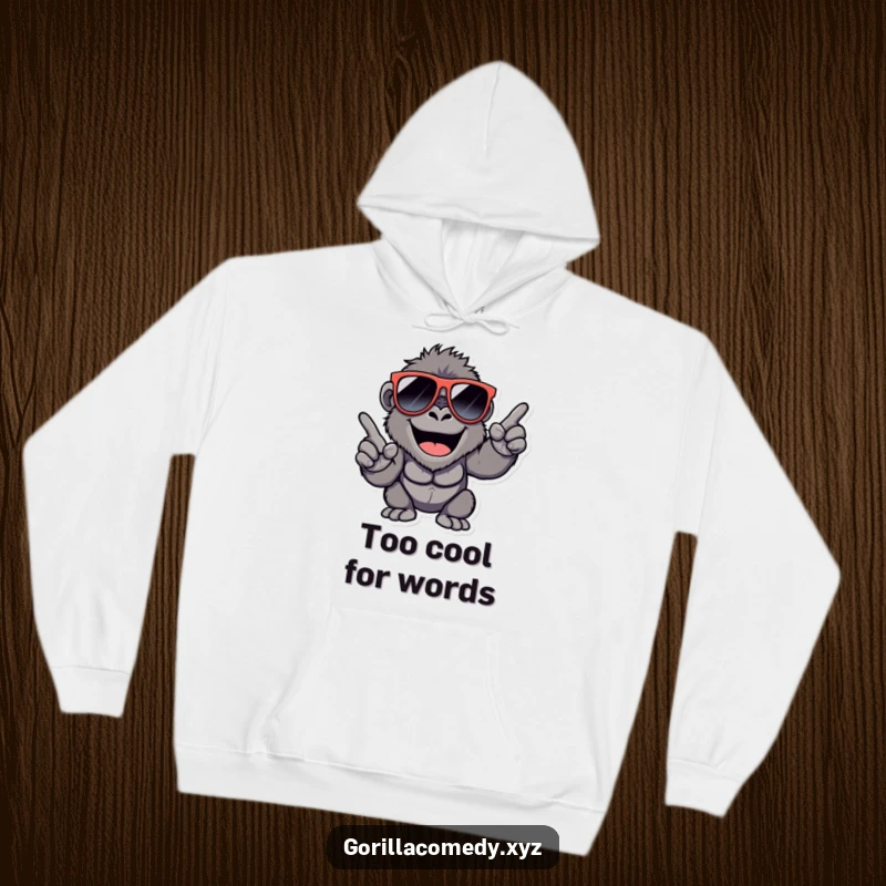 Funny Gorilla Hoodie: Happy gorilla in oversized sunglasses, snapping fingers with a cool and cozy feel.