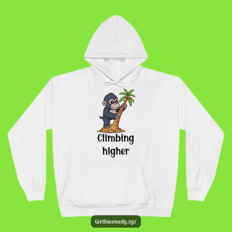 Funny Determined Gorilla Coconut Climb Hoodie - Cozy Ambitious Humor