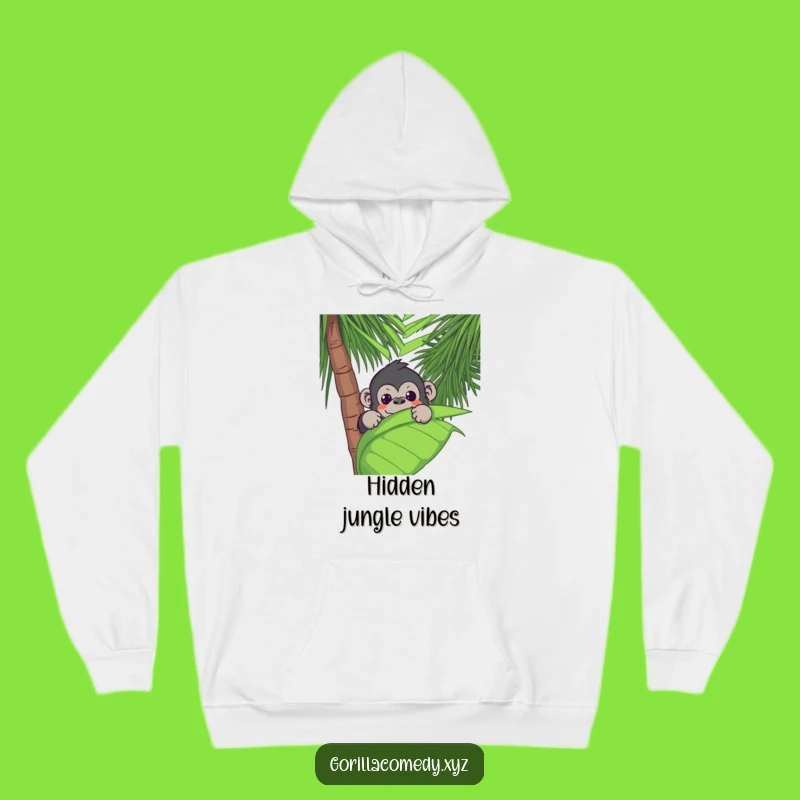 Funny Kawaii Gorilla Hoodie, Cozy Jungle Peek-a-Boo, Warm & Hilarious Gift