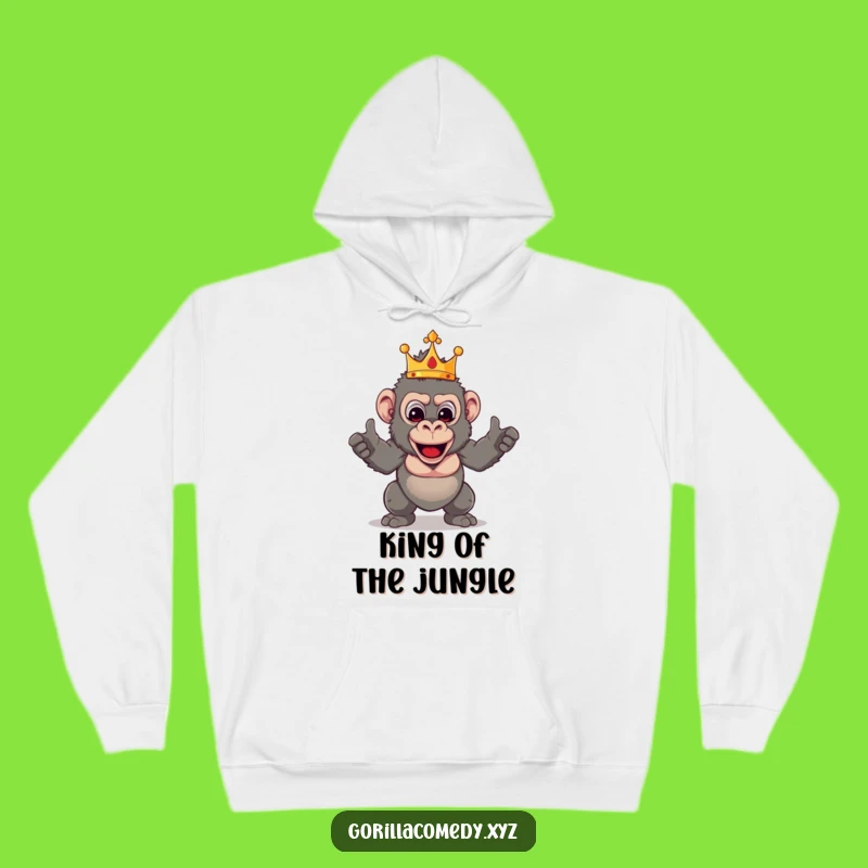 Funny Gorilla King Hoodie: Cozy Crowned Primate Art, Ultimate Funny Gift