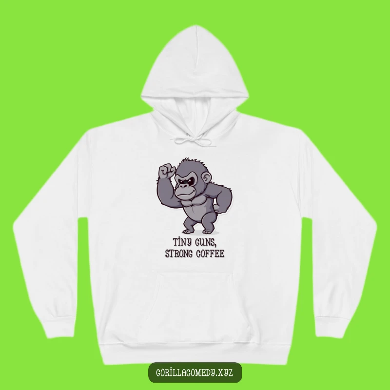 Funny Determined Gorilla Bicep Hoodie - Cozy Strength & Laughs!