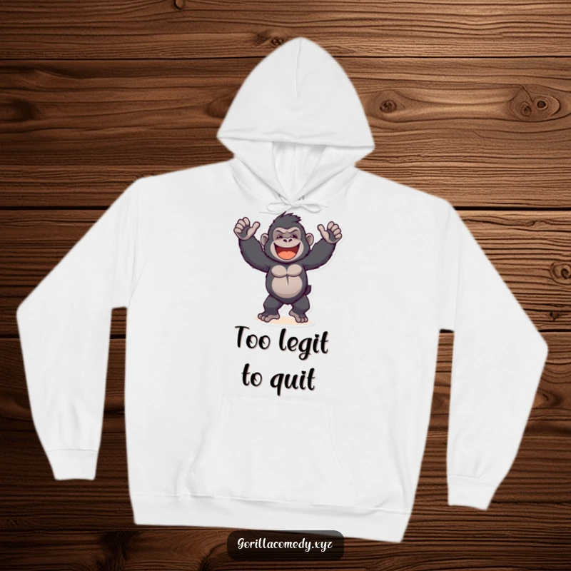 Funny Gorilla Hoodie: A happy, dancing primate in a wild, jovial pose, perfect for spreading cheer.