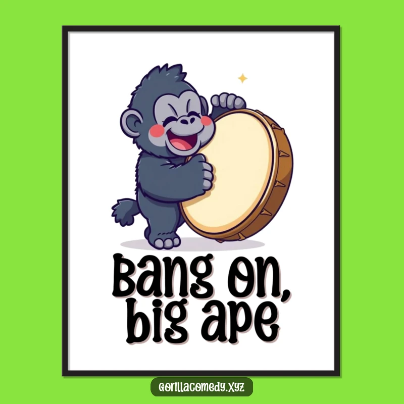 Funny Free Printable Wall Art: Gorilla Drummer for a Lively, Fun Decor