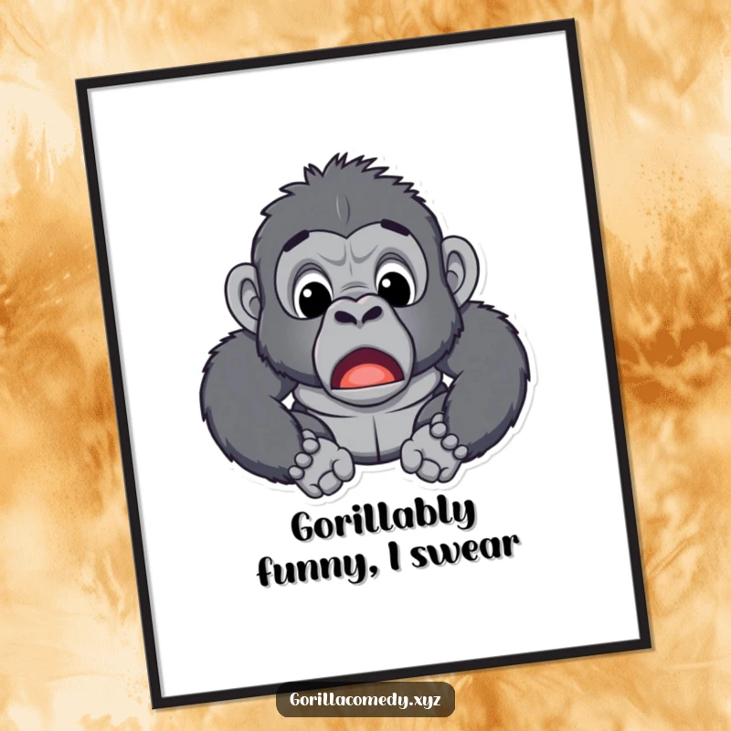 Funny Free Printable Wall Art: A surprised gorilla with its mouth agape, capturing a moment of hilarious shock.