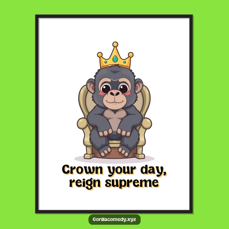 Free Printable Wall Art: Funny King Gorilla Download for Regal Decor
