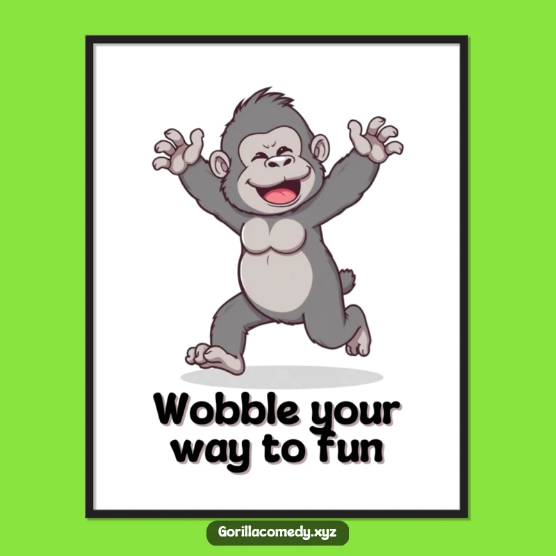 Free Printable Wobbly Gorilla Wall Art: Funny Movement Downloadable Decor Gift!