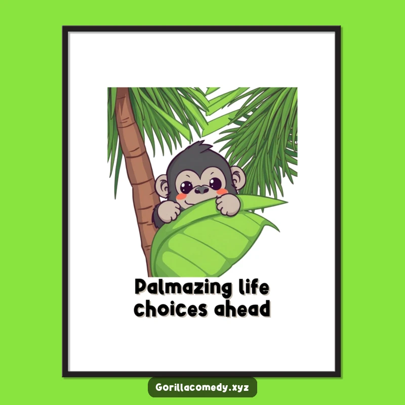 Funny Free Printable Kawaii Gorilla Wall Art - Jungle Peek Downloadable Decor