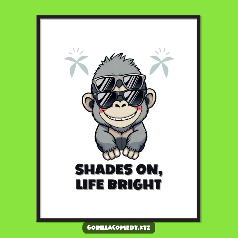 Funny Free Printable Kawaii Gorilla Wall Art - Sunglasses Style Downloadable Decor
