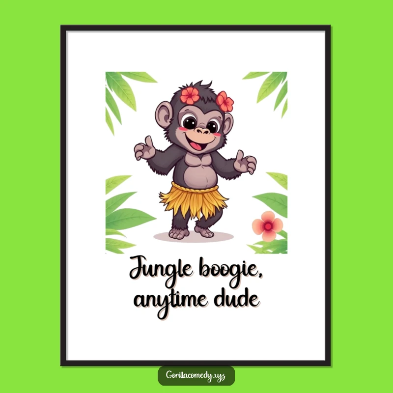 Funny Free Printable Wall Art: Hula Gorilla Dancer DIY Downloadable Decor