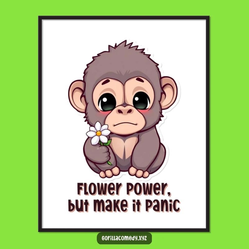 Funny Free Printable Wall Art: Startled Gorilla With Flower, Quirky Decor