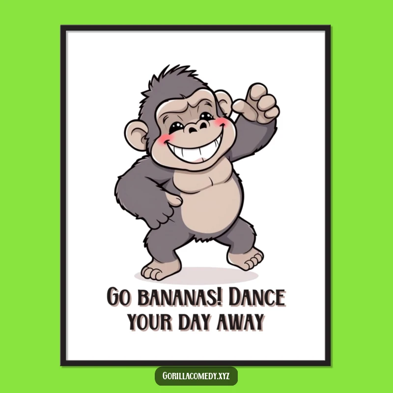 Free Printable Dancing Gorilla Wall Art - Silly Cartoon Downloadable Decor