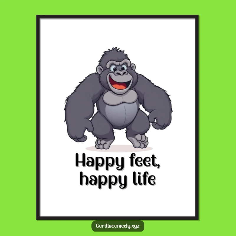 Free Printable Wall Art: Funny Gorilla Happy Feet Download for Playful Decor