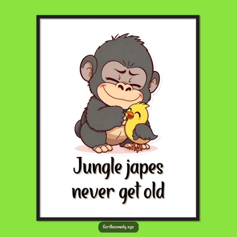 Free Printable Funny Gorilla Tickling Bird Wall Art - Hilarious Downloadable Decor!