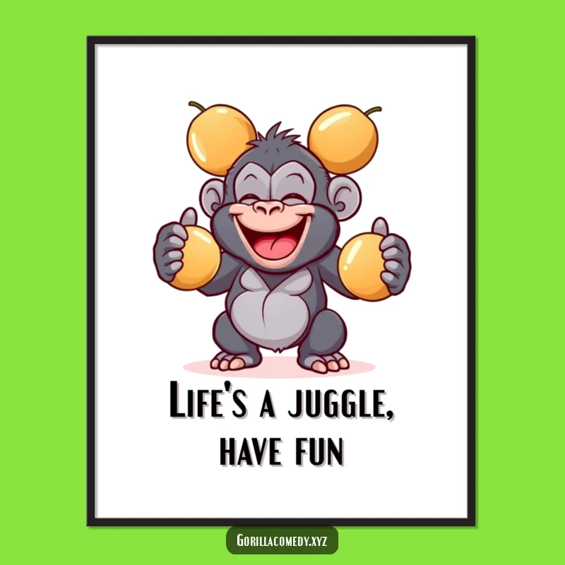 Free Printable Juggling Gorilla Wall Art: Funny Downloadable Art