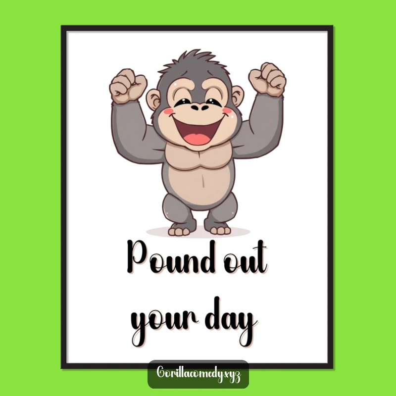 Free Printable Wall Art: Funny Gorilla Chest Pound Joyful Downloadable Art Gift