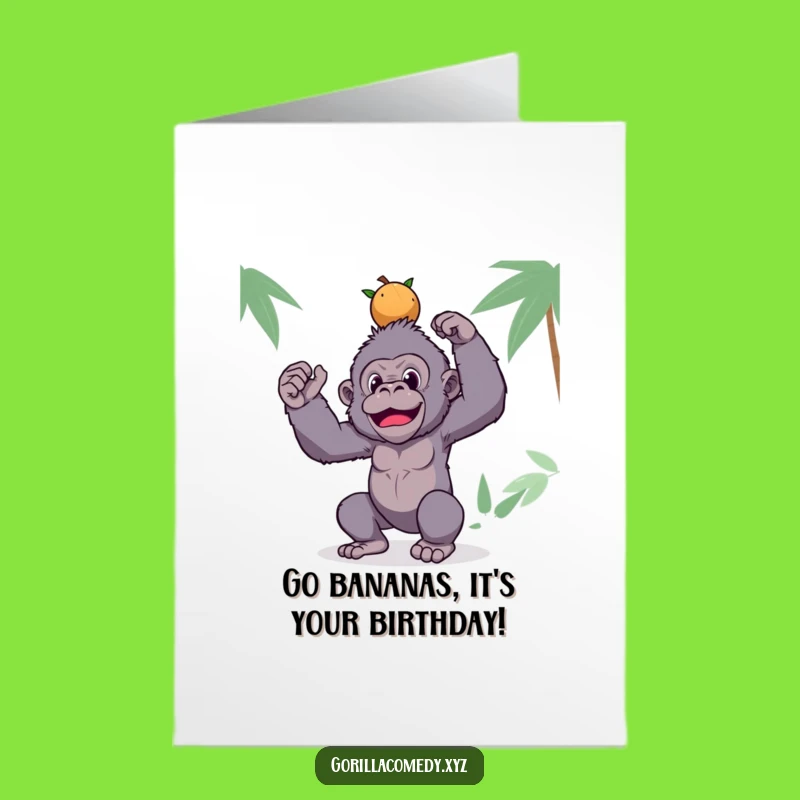 Free Printable Birthday Card: Silly Gorilla Coconuts Funny Downloadable Gift