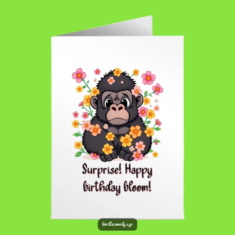 Free Printable Flower Gorilla Card: Surprise Birthday LOL Download
